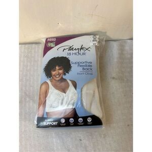 Playtex 46 wirefree white Bra Supportie Flexible Back  Front Clasp #4695 $39 new